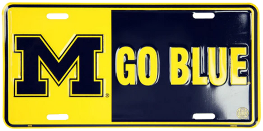 University of Michigan Go Blue Navy 'M' Metal License Plate