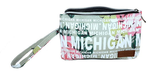 Michigan Gray/Pink Floral Small Clutch