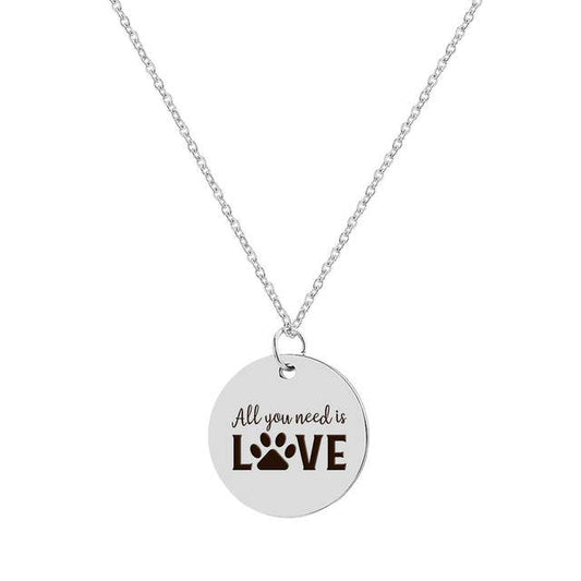 Silver All You Need Is Love Round Necklace withh Gift Box