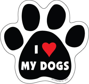 I (heart) my Dogs 5" x 5" Paw Print Car Magnet